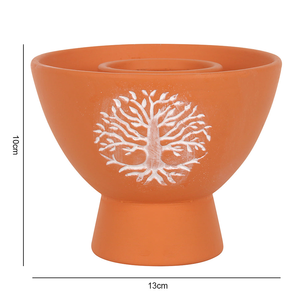 Tree of Life Terracotta Smudge Bowl