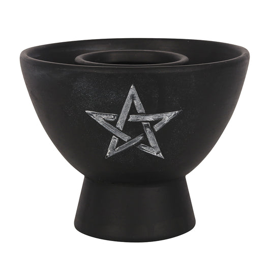 Black Pentagram Terracotta Smudge Bowl