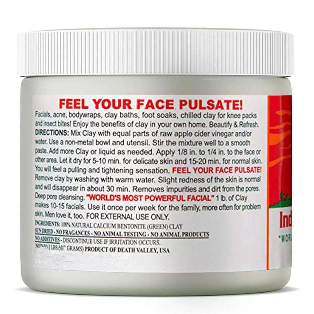 Indian Healing Clay Face and Hair Mask - 100% Natural Volcano Calcium Bentonite Clay