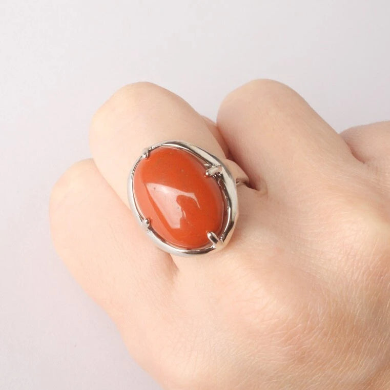 Silver Plated Polished Gemstone Ring