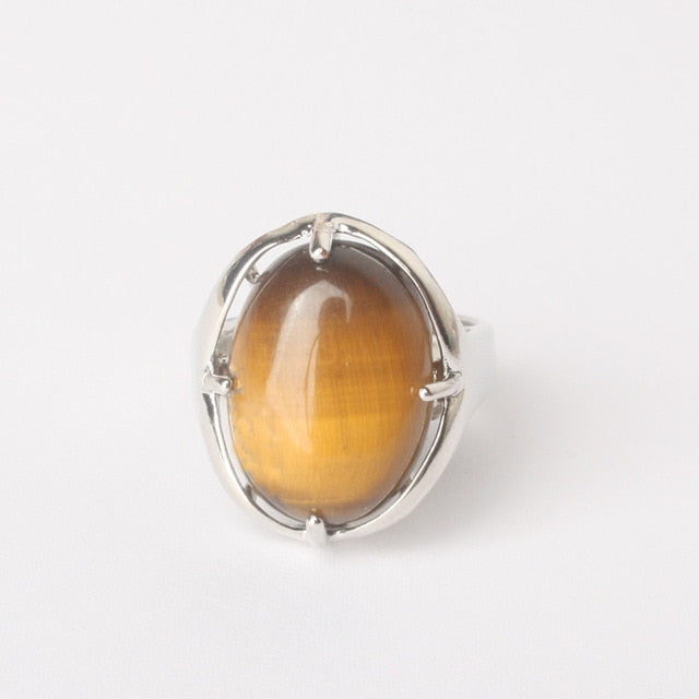 Silver Plated Polished Gemstone Ring