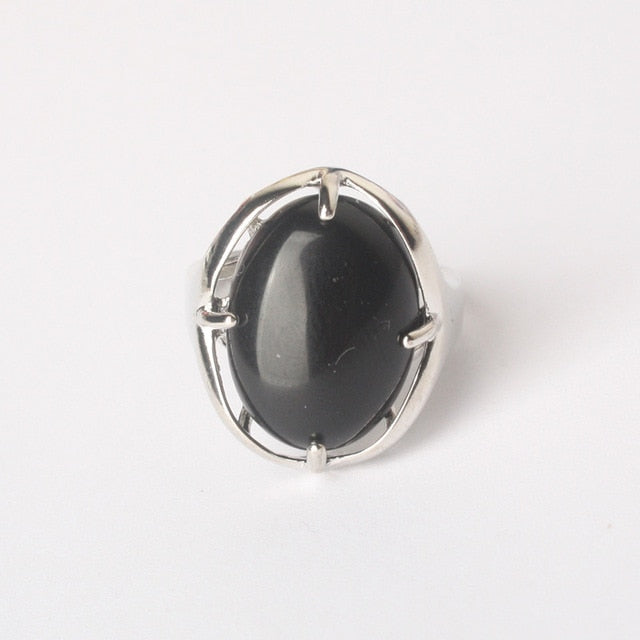 Silver Plated Polished Gemstone Ring