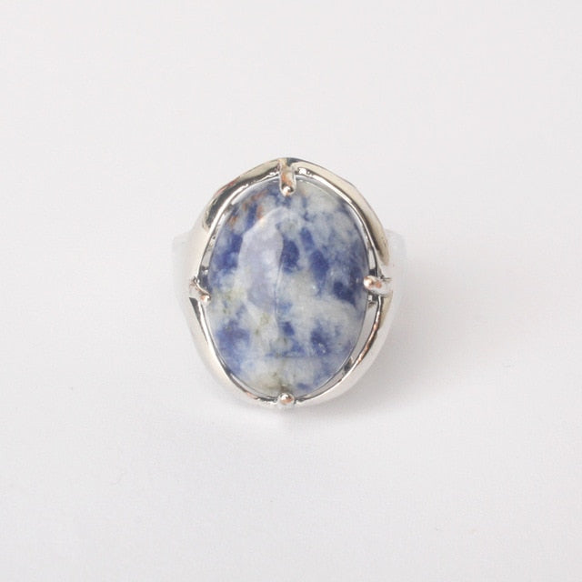 Silver Plated Polished Gemstone Ring