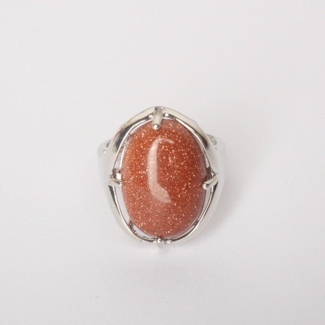 Silver Plated Polished Gemstone Ring