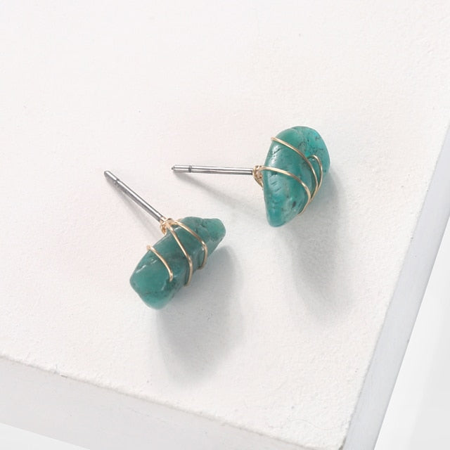 Raw Natural Stone Mini Stud Earrings