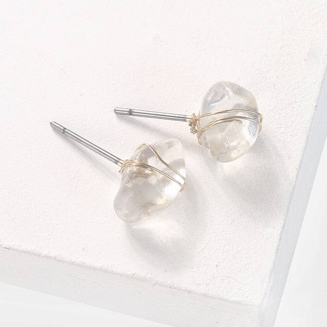 Raw Natural Stone Mini Stud Earrings