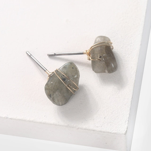 Raw Natural Stone Mini Stud Earrings