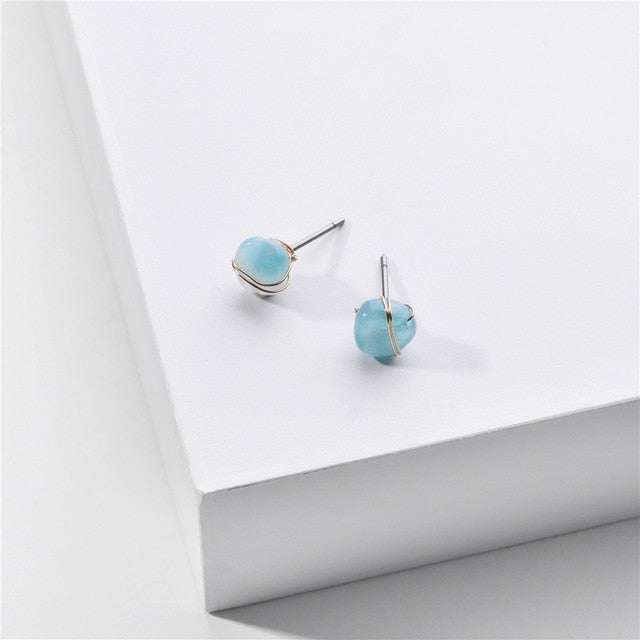 Raw Natural Stone Mini Stud Earrings