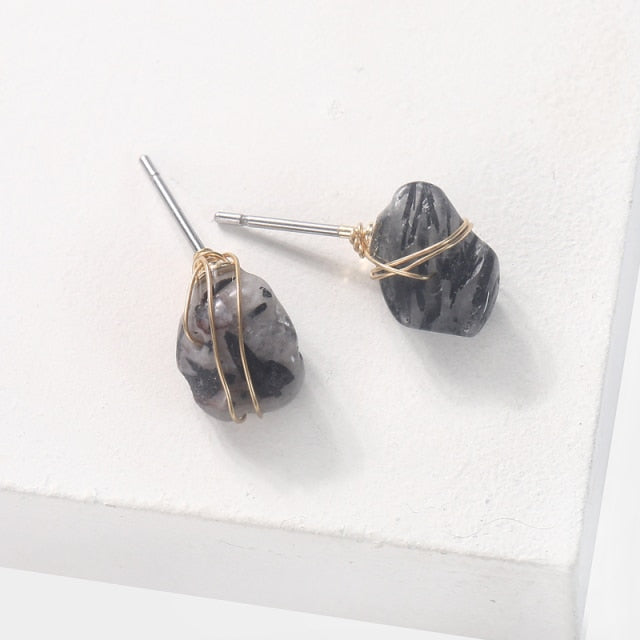 Raw Natural Stone Mini Stud Earrings