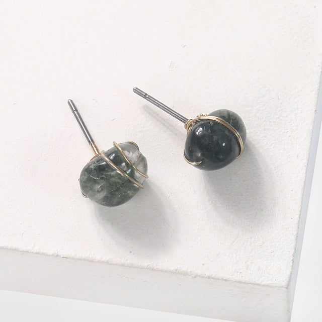 Raw Natural Stone Mini Stud Earrings