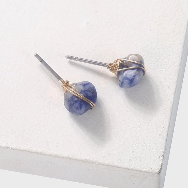 Raw Natural Stone Mini Stud Earrings