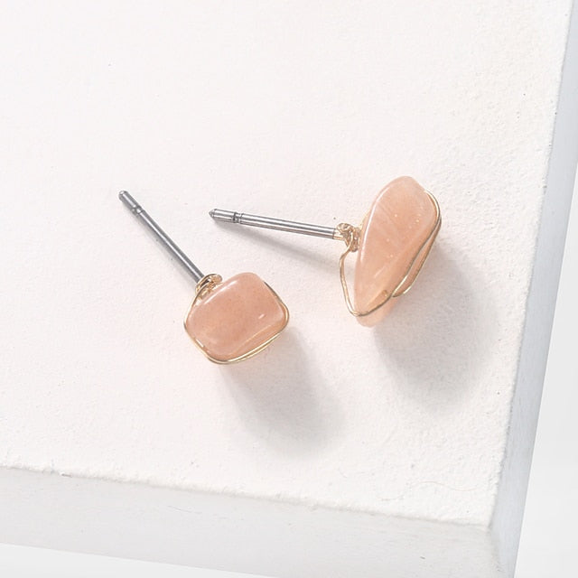 Raw Natural Stone Mini Stud Earrings