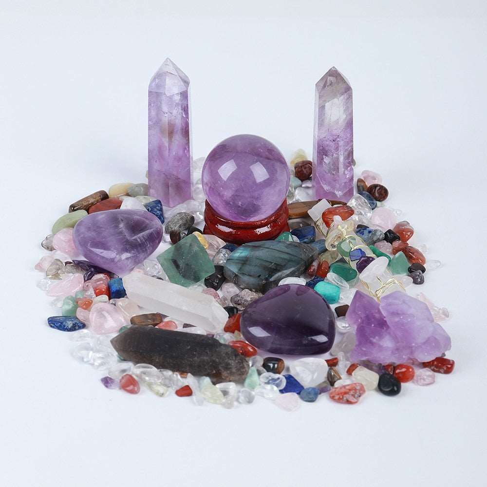 Mixed Shape Natural Healing Stone Collection Gift Box