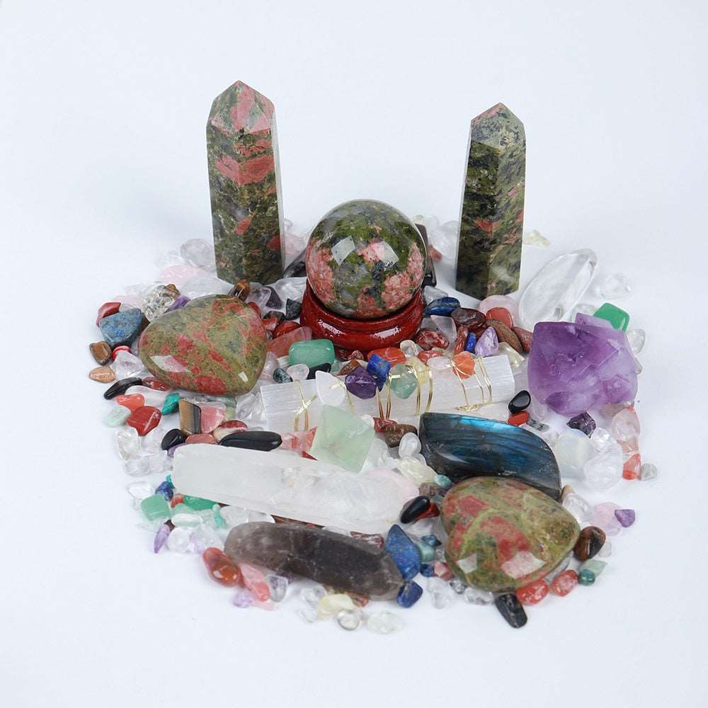 Mixed Shape Natural Healing Stone Collection Gift Box