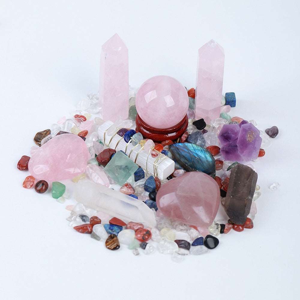 Mixed Shape Natural Healing Stone Collection Gift Box