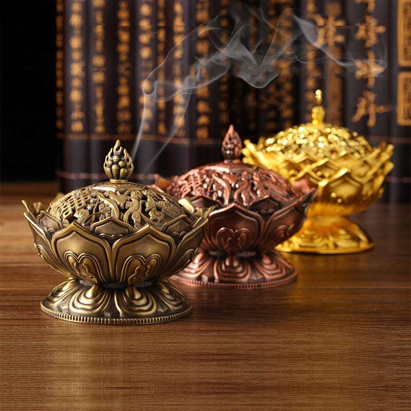 Brass Lotus Flower Incense Burner