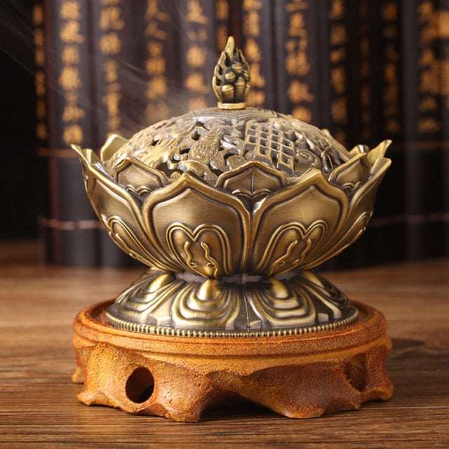 Brass Lotus Flower Incense Burner