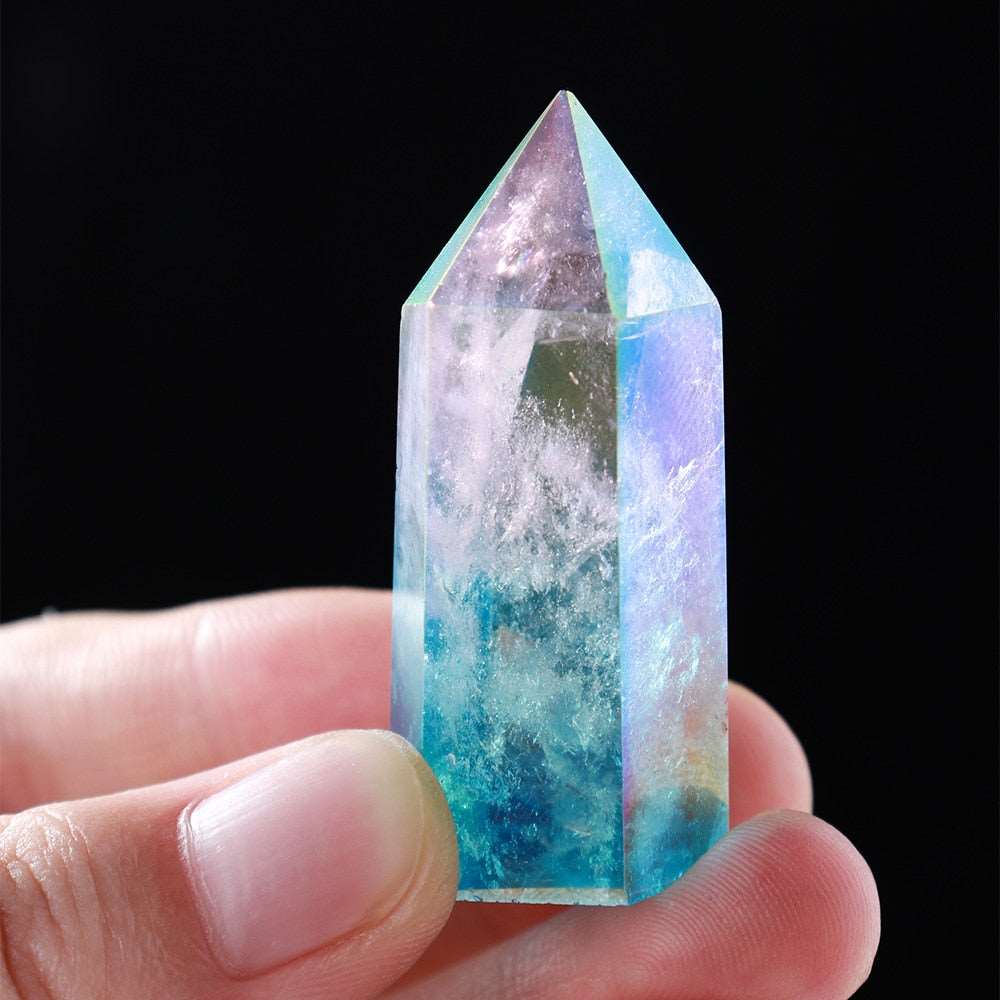 Electroplated Crystal Point Rainbow Healing Wand