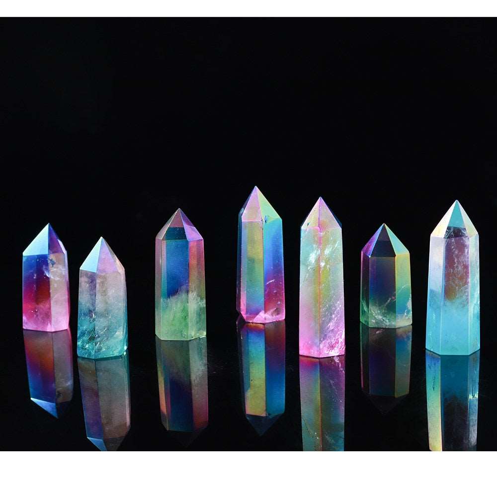 Electroplated Crystal Point Rainbow Healing Wand