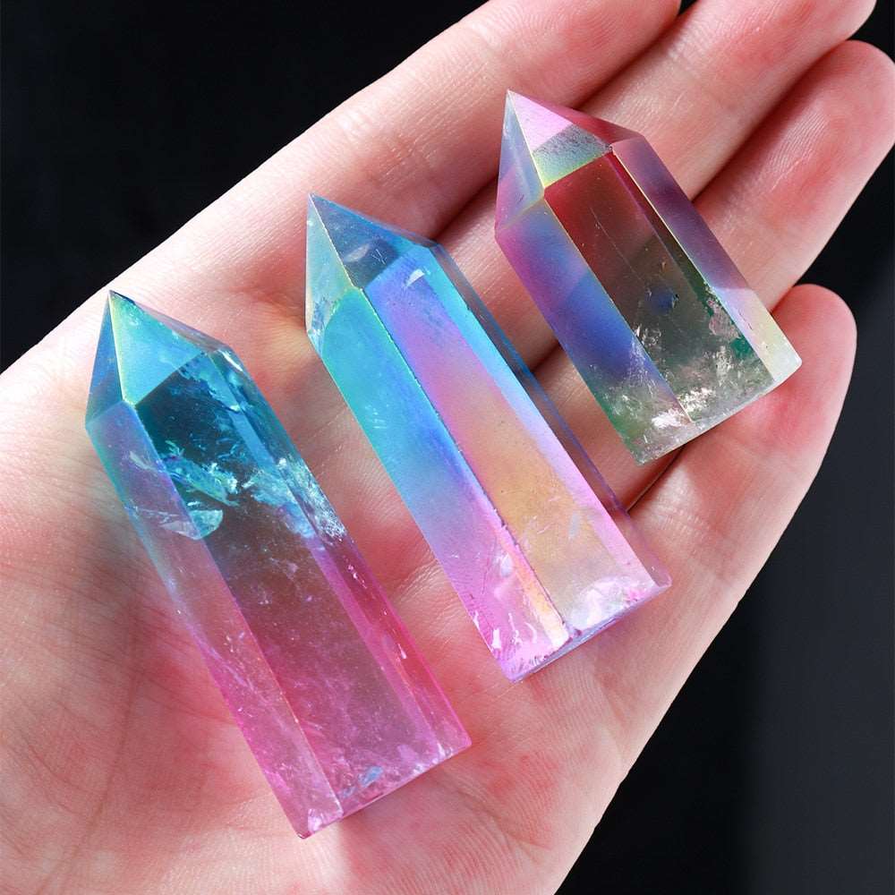 Electroplated Crystal Point Rainbow Healing Wand