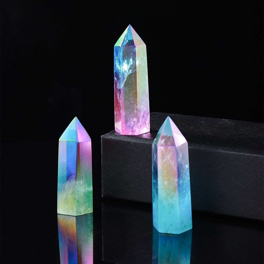 Electroplated Crystal Point Rainbow Healing Wand