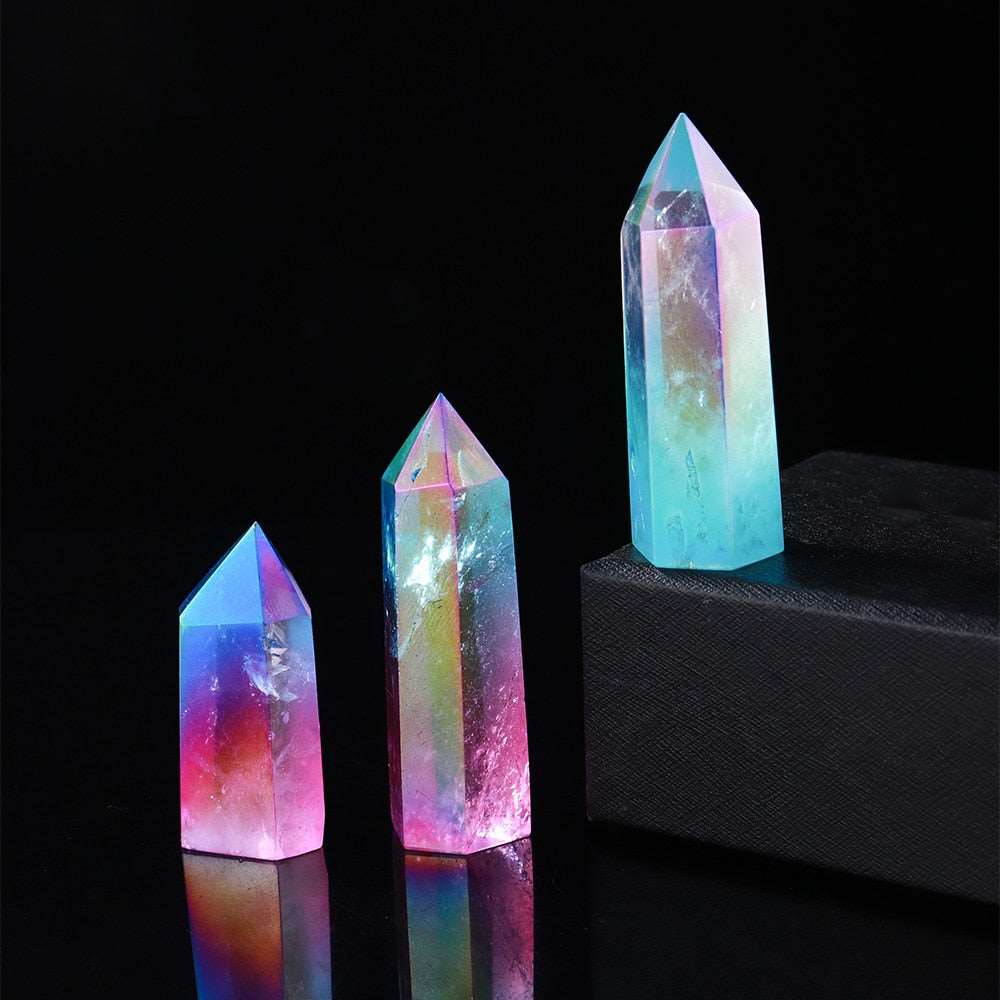 Electroplated Crystal Point Rainbow Healing Wand