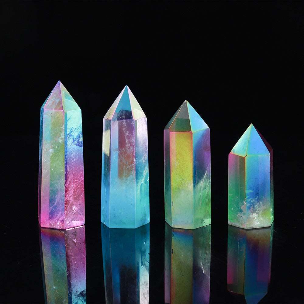 Electroplated Crystal Point Rainbow Healing Wand