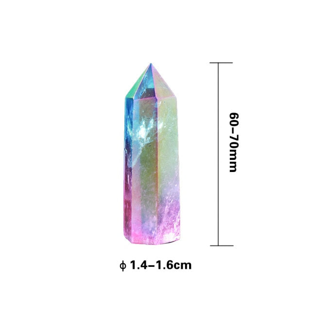 Electroplated Crystal Point Rainbow Healing Wand