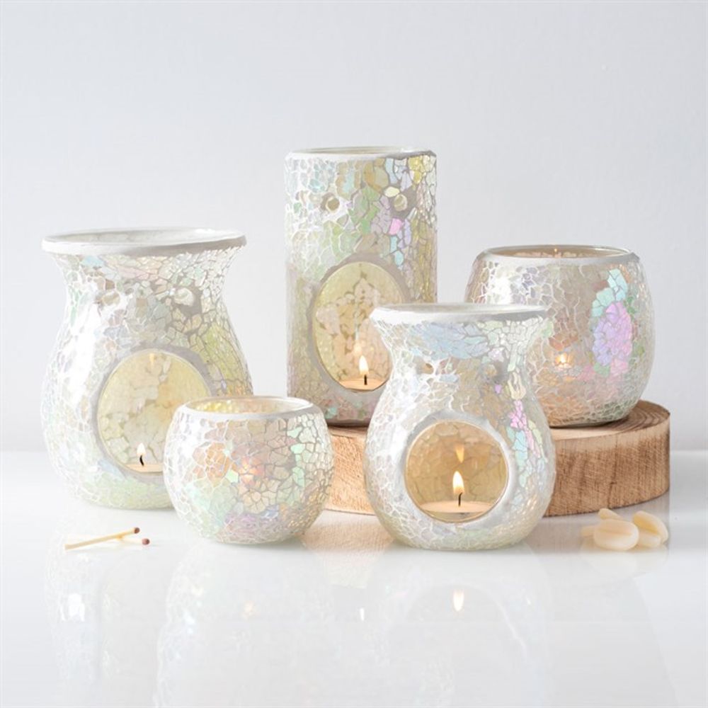 White Iridescent Crackle Oil Burner