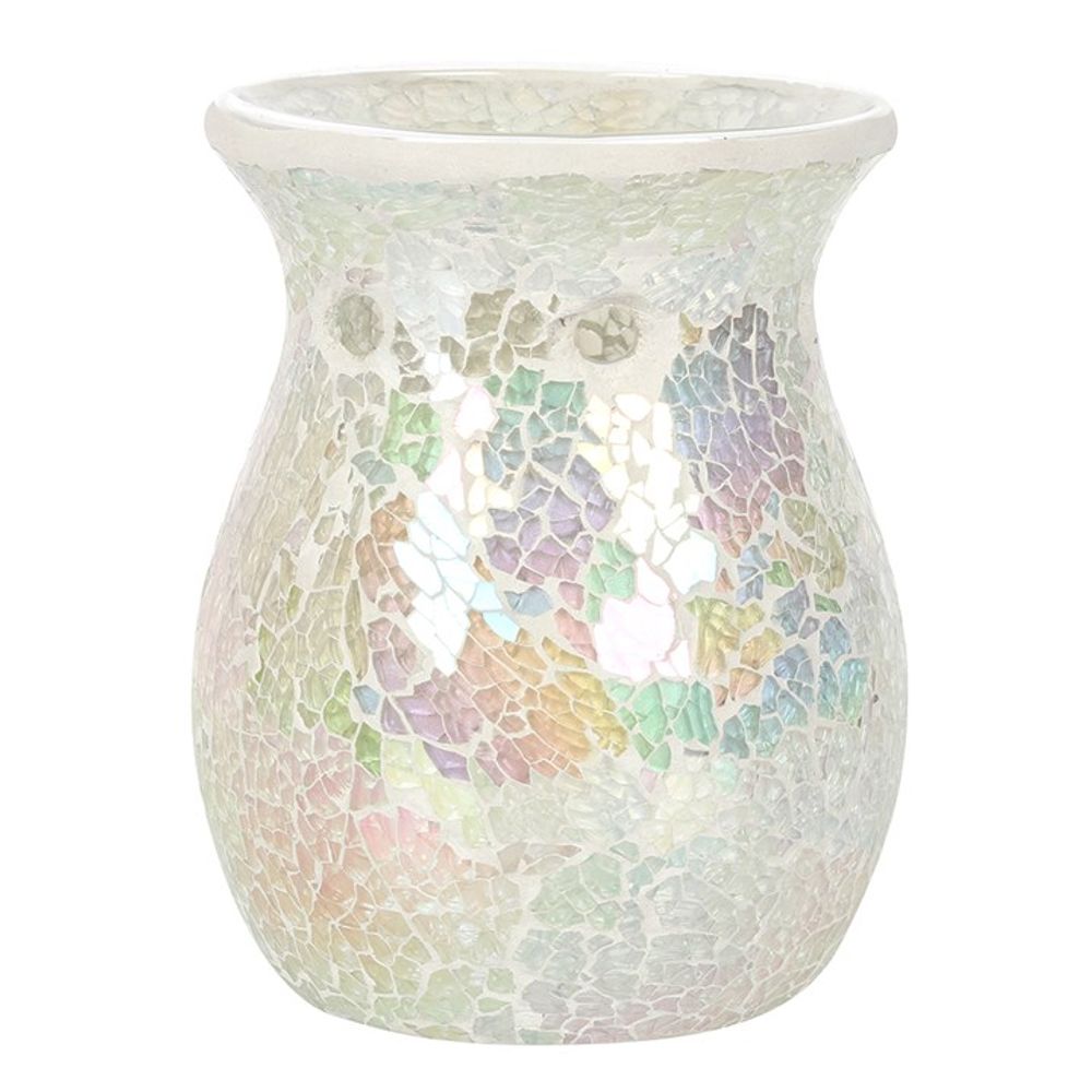 White Iridescent Crackle Oil Burner