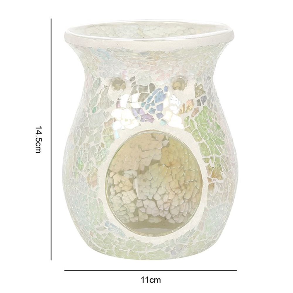 White Iridescent Crackle Oil Burner